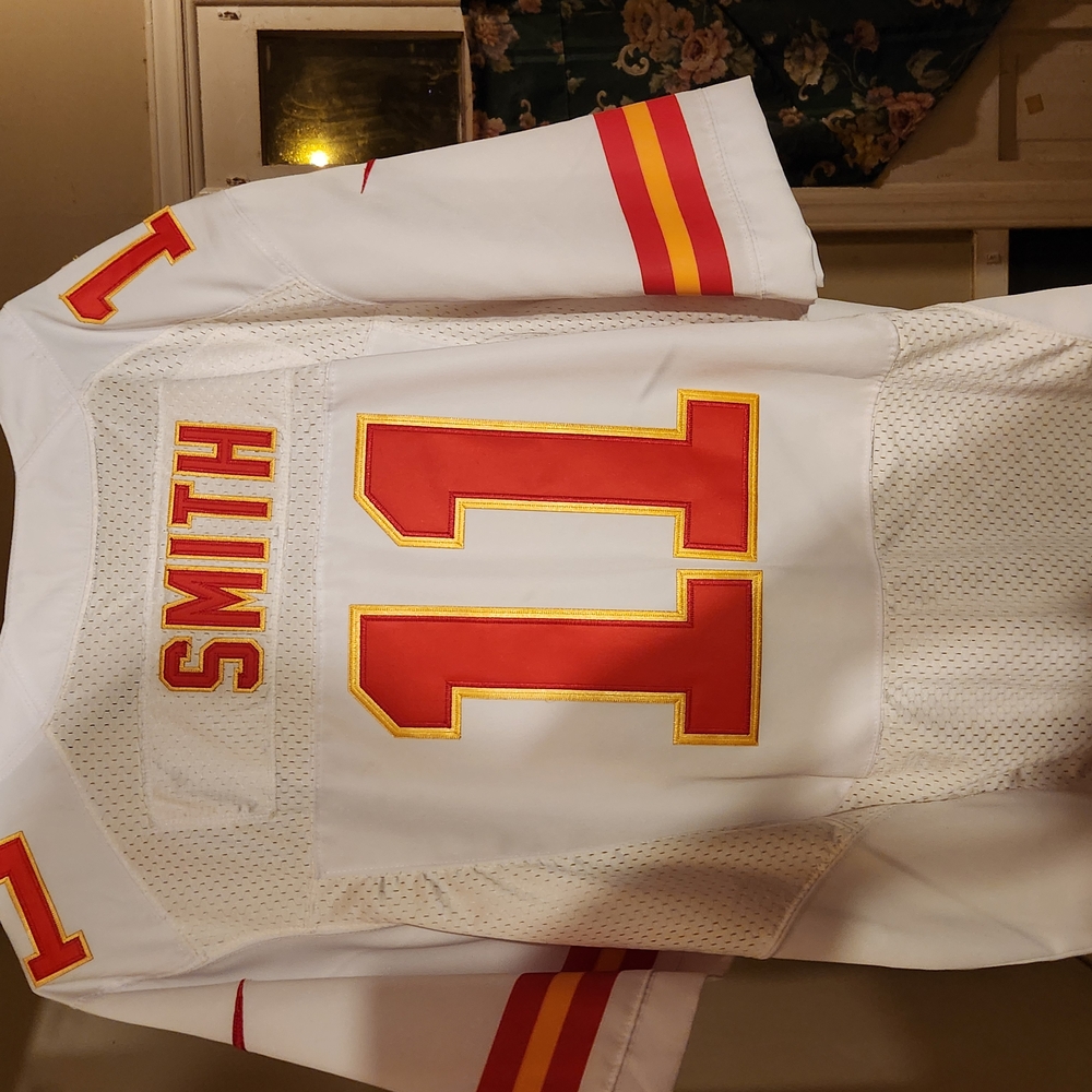 White Football Jersey with Red and Yellow Accents